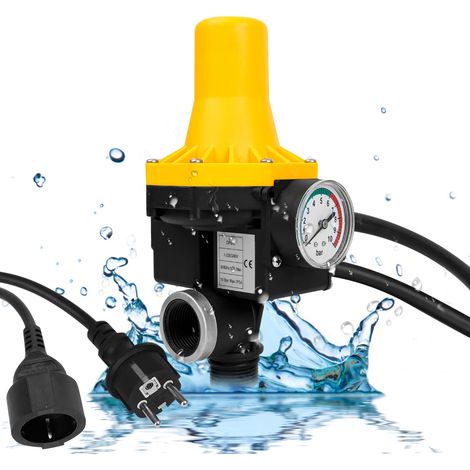 Wolketon Presostato bomba agua 10 bar con cable protección funcionamiento en seco controlador bomba presión interruptor presión sobrepresor - Amarillo
