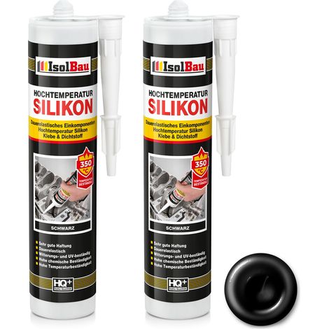 IsolBau Silicona de alta temperatura 350 °C negro Hochtemperatursilikon 2 x 300 ml (1/5)