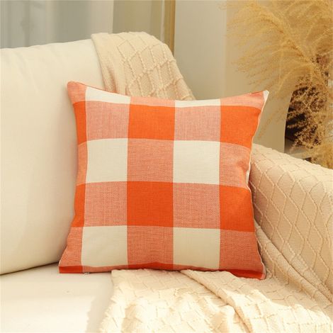 Sonderangebot Orange karierte Kissenbezüge, perfekt passend zu Sofas, Heimtextilien aus Leinen, klassischen Zierkissen und Bettwäsche, jetzt im Abverkauf