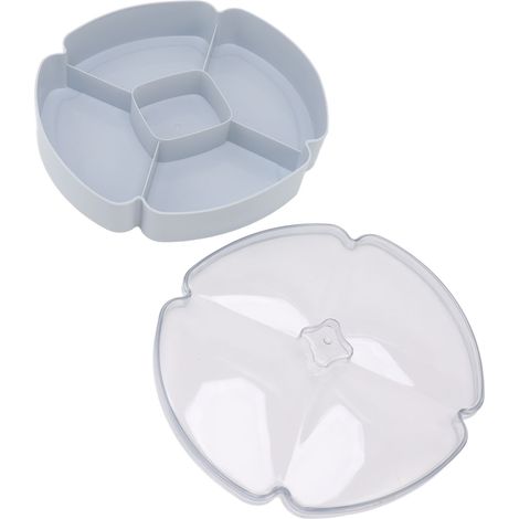 Plateau de Service Rond à 5 Sections pour Apéritif, Fruits et Bonbons - Plateau en Plastique pour Thanksgiving, Nouvel An Chinois - Bleu (1/5)
