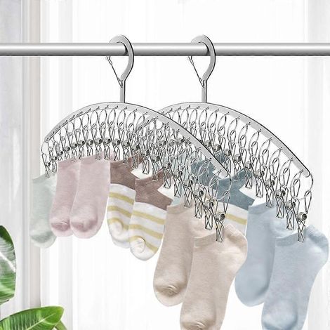 20 pinces à linge coupe-vent en acier inoxydable, étendoir à linge pour chaussettes, serviettes et soutiens-gorge. (1/4)