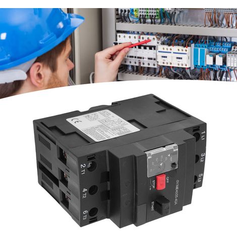 Disjoncteur de protection moteur, disjoncteur thermomagnétique AC690V pour moteurs électriques, bouton de démarrage manuel du moteur, protection contre les surcharges, montage sur rail DIN. (1/5)
