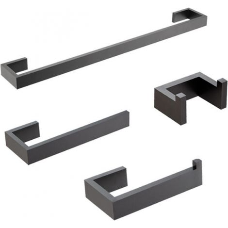 Set di accessori per il bagno in nero opaco da 4 pezzi, set di portasciugamani in acciaio inossidabile 304, set di portasciugamani (1/5)