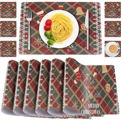 12 Sets of Place Mats and Plate Coasters, Wipe-Clean,Waterproof PVC Placemats (1/5)