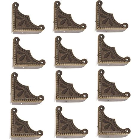 12pcs Corner Protector Furniture Protector Antique Brass Jewelry Decorative Chest Wooden Box Corner Protector