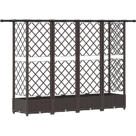 Fioriera da giardino Letto Rialzato con Griglia e Tetto Marrone 202,5 x 40 x 121 cm (1/5)