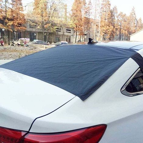 Bâche Protection Magnétique Pare Brise Arrière Voiture, Couverture Pare-Brise Vitre Arriere Protège Contre Le Neige Anti Givre Noir pour Hiver(140 x 90 cm) (1/5)