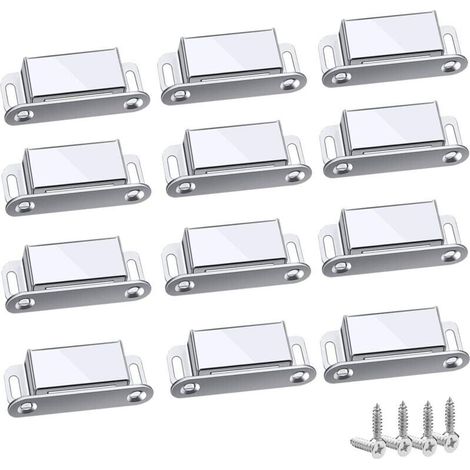 Loquet Magnetique, 12 Pièces Aimants loqueteaux magnétiques Placard Aimant Puissant Robuste Jusqu'à 6kg, Pour Tiroirs Porte de Douche Aimanté Armoire Placard, Cabinet, Meubles (45mm-12pc)