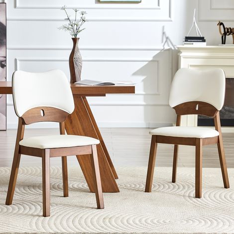 Set di 2 sedie da pranzo con schienale a farfalla, sedie moderne in legno con seduta imbottita, sedie da cucina di design per sala da pranzo e soggiorno, solo sedie senza tavolo (1/5)
