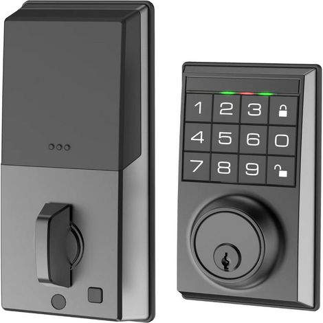 Kit de cerradura inteligente para puerta de entrada: cerradura sin llave con teclado, cerrojos electrónicos, cierre automático, funcionamiento silencioso, indicador de batería baja, ideal para la segu