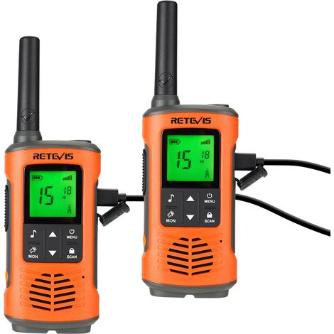 RT45P Talkie Walkie 1 Paire, Etanche IP67, Rechargeable, PMR 446 sans Licence, 16 Canaux, VOX, Lampe de Poche LED, Alarme SOS, CTCSS/DCS, Talkie-Walkie pour Activités de Plein Air (1/5)