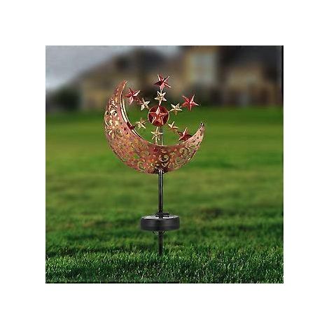 Solarbetriebene Gartenleuchten für den Außenbereich, hohle, geschnitzte Mond-Windmühlen-Gartenleuchten aus Metall – Solar-Gartenlampe für Terrasse/Rasen/Gartendekoration