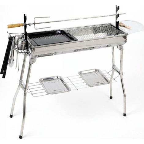 Barbecue grill en acier inoxydable pliable – Surface de cuisson large – Pieds antidérapants – Idéal pour camping et extérieur – Herzberg
