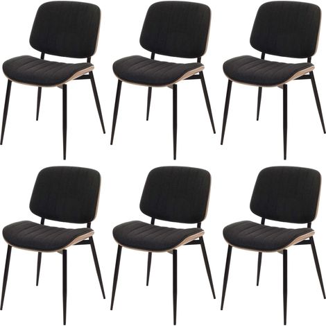 [NON UTILIZZATO] Set 6 sedie per sala da pranzo HHG-203, cucina, tessuto legno curvato (370g/m²) Oeko-Tex MVG, naturale, grigio scuro