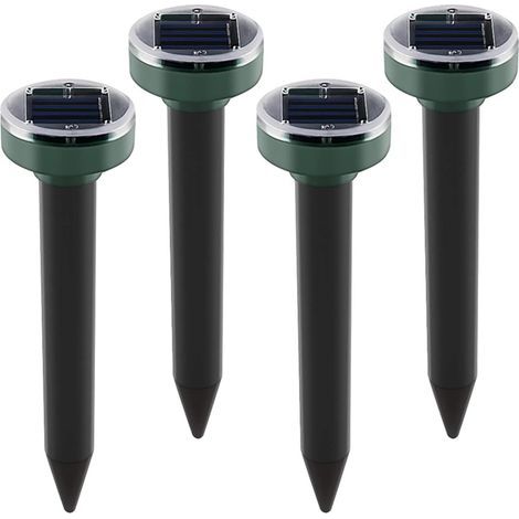 Solar Mole Repellent, 4 Pack Ultrasonic Solar Power Animals Repeller Waterproof for Outdoor Garden Lawn Yard Get Rid of Moles Voles Gophers Rats Rodents (1/5)
