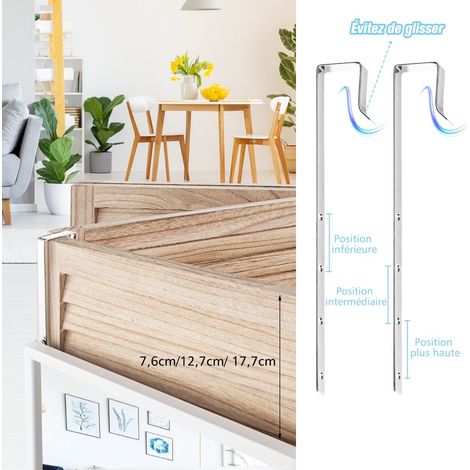 Miroir mural blanc pleine hauteur avec crochets réglables en hauteur et fixation murale ou porte pour entrée, chambre et dressing (1/5)