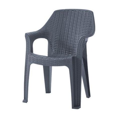 SEDIA RATTAN THERA + BRACCIOLI DOMUS  PP ANTRACITE CM 58X75 H.CM 85