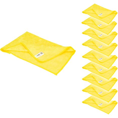 ULITH Clean-Basic Microfasertuch (10 Stück), 40 x 40 cm, Gelb, 210 GSM, Robust, Langlebig, mit hoher Wasseraufnahme (1/3)