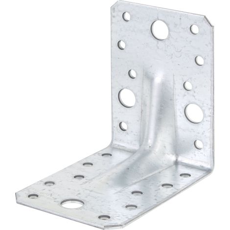 Équerre renforcée galvanisée Sendzimir 90 x 90 x 65 mm – Set de 12 pièces – Pour assemblages lourds et structures stables – Alberts