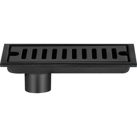 Siphon de Sol Rectangulaire, Siphon de Sol en Acier Inoxydable Noir 20x10cm Siphon de Sol Douche avec Double Filtre pour Toilette Salle de Bain Drainage Cuisine Balcon