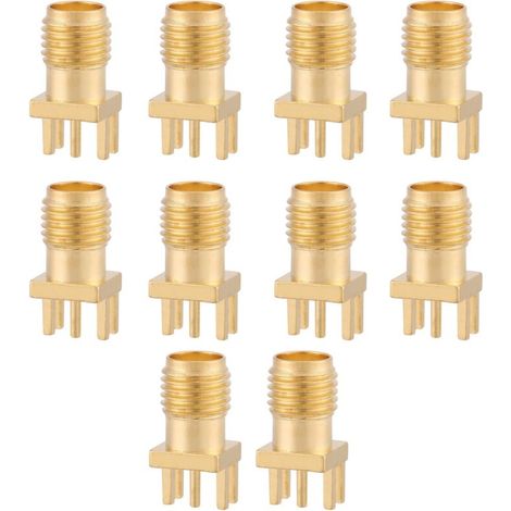 Yosoo Connecteur SMA Femelle, 10 Pièces Embase SMA Connecteur de Prise SMA en Laiton, SMA PCB Connector Connecteurs Femelles PCB SMA Montent des Connecteurs RF 50 Ohm pour Modules sans Fil (1/5)