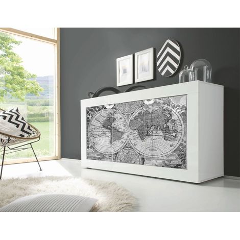 Madia Vintage Map 2 Linea Fancy finitura Bianco lucido con Serigrafia (1/2)