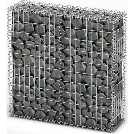 Panier de gabion Jardinière à gabion Clôture de gabion avec couvercle Fil galvanisé 100 x 100 x 30 cm KOL1353 (1/5)