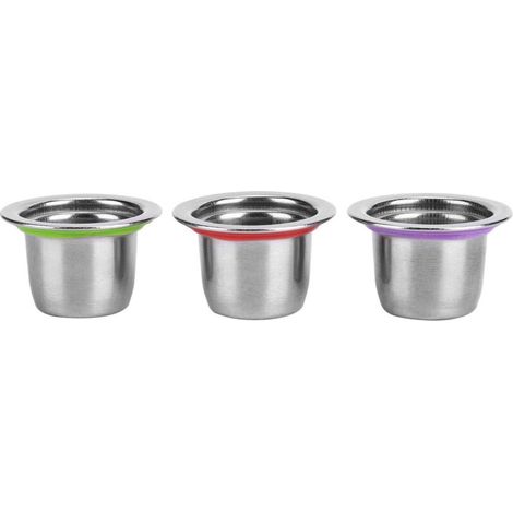 Jeffergarden 3 pièces/ensemble Capsule de café dosette réutilisable filtre rechargeable en acier inoxydable 30x22x20mm adapté pour Nespresso