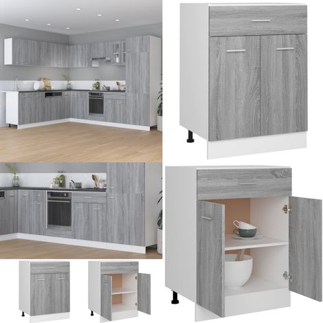 Armoire de plancher à tiroir Sonoma gris 60x46x81,5 cm - Meuble De Cuisine - Armoire De Cuisine - Rangements Cuisine - Placard De Cuisine - Meuble Rangement - Home & Living (1/5)