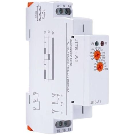 JIT8-A1 Relais temporisé à Fonction Unique Type Rail DIN AC220V Mini Relais temporisé à la Mise sous Tension (1/4)