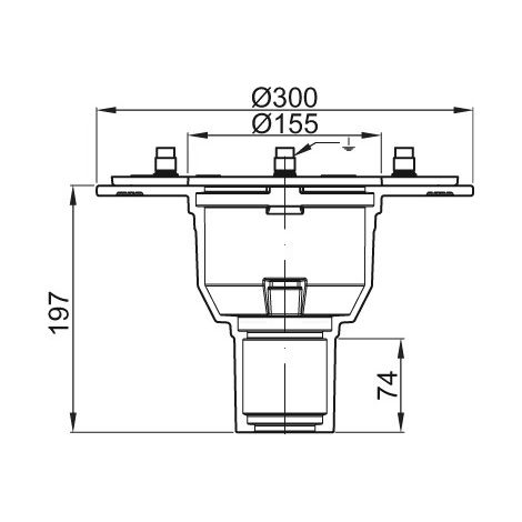ACO Bodenablauf Passavant DN70 90 Grad/2,0l/s/Pressfl./ohne WS/epoxiert, 5171.60.20