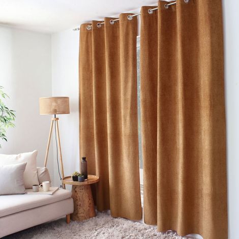 Rideau thermique ALPAGA 140 x 240 cm – Velours chenillé – Doublure polaire - 140x240cm - Cuivre (1/2)