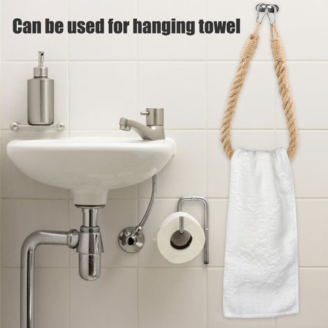 Porte-rouleau de papier toilette mural créatif en corde de chanvre 60 cm (1/5)