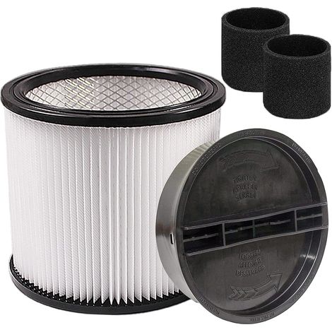 Filtro de cartucho de repuesto con tapa, compatible con filtros de espuma ShopVac 90350, 90304, 90333 y 90585, se adapta a la mayoría de aspiradoras en seco y húmedo de 15 litros (1/5)