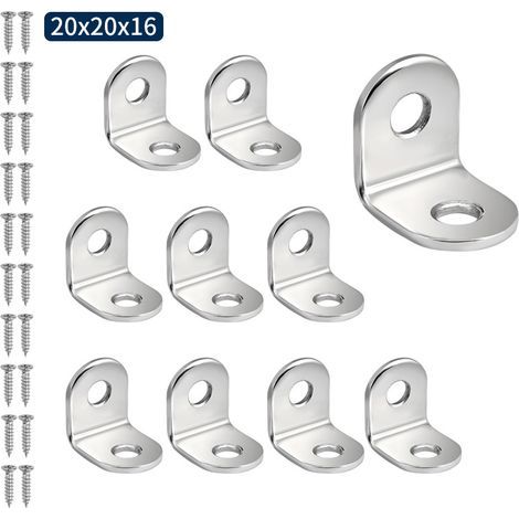 Lot de 50 équerres de fixation Total Clearance, équerres d'angle à 90° en acier inoxydable - 20 x 20 x 16 mm pour la fixation de chaises en bois et d'armoires. (1/5)