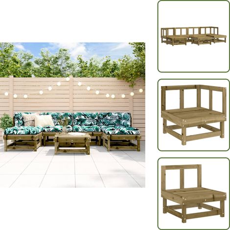 7-tlg. Garten-Lounge-Set Kiefernholz Imprägniert - Gartenmöbel - Loungesessel - Rattan Möbel - Outdoor Furniture - Gartengeräte (1/5)