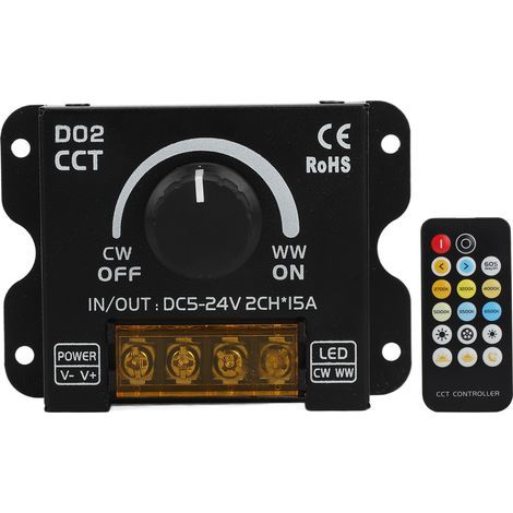 2-Kanal-LED-Dimmer, 360°-Drehregler, Farbtemperatur-Taste, Lichtleiste mit Fernbedienung, DC 5V-24V (1/5)