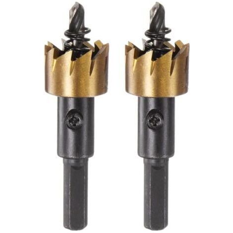 2pcs Trou Scies 19.5mm (49/64") M35 HSS (Haute Vitesse Acier) Titane Revêtu Perceuse Morceaux Coupeurs Ouvreurs pour Inox Acier Aluminium Alliage Métal Bois Plastique