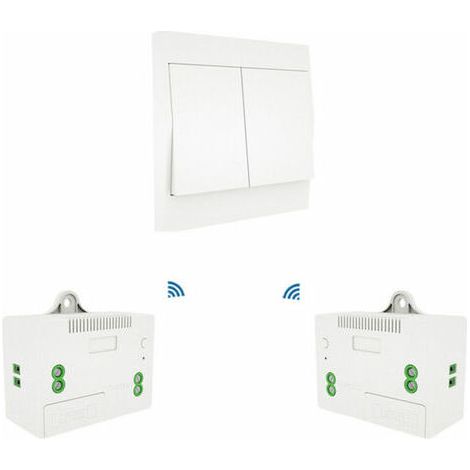 Interrupteur d'éclairage sans fil 110-230 V et kit récepteur Interrupteur auto-alimenté Appareil d'éclairage télécommandé, modèle : interrupteur blanc 2 x 2 gangs (1/5)