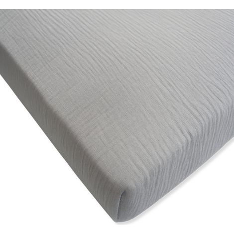 Musselin-Spannbettlaken 120x60, poliertes Produkt, Grau