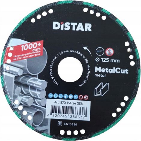 Disco diamantato Distar per taglio metallo 125 x 1,5/1,2 x 22,2 mm per taglio metallo