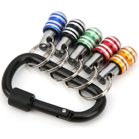 Porte-clés porte-embouts de tournevis 5 pièces en alliage d'aluminium, 3 fentes, outil à dégagement rapide 1/4 po