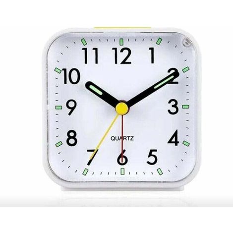 Réveil analogique silencieux, sans tic-tac, réveil en douceur, bips, volume, répétition d'alarme et éclairage, fonctionne sur piles, installation facile, blanc (1/4)