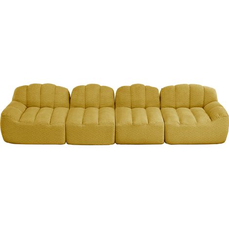 ELVMI Sofá Modular De Esquina 3 Plazas con Asiento Amplio y Respaldo Ergonómico, en Fleece Granulado, Amarillo (1/5)