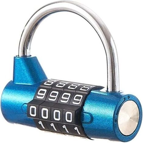 Pair Cadenas à combinaison à 4 chiffres pour casier scolaire, salle de sport, boîte à outils, étui, rangement à moraillon (bleue) (1/5)