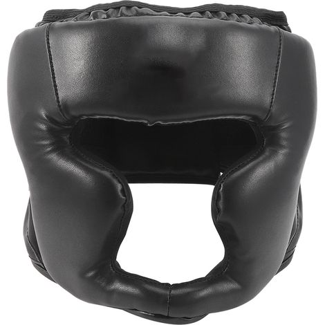 Casque de boxe intégral adulte/enfant Sanda Muay Thai - Équipement de protection pour les combats - Noir