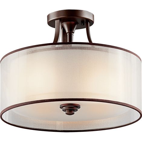 Lampadario Contemporaneo Lacey Acciaio Bronzo Antico Tessuto 3 Luci E27 (1/5)