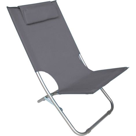 Chaise de plage pliante argent Giga en OXFORD 82x48xh52 cm avec coussin  Couleur: Gris