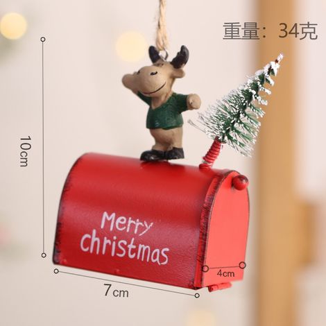 Pendentif Boîte aux Lettres Père Noël - Décoration Arbre de Noël Fer Peint - Rouge (1/5)