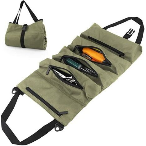 Sac organisateur d'outils, sac à outils en tissu Oxford, mallette à outils 5 poches pour électriciens/charpentiers/plombiers/automobiles - Vert (1/5)